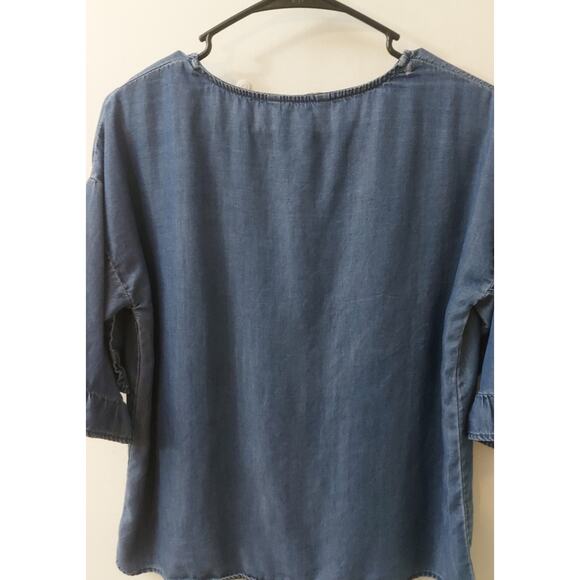 DizzyLissy Lightweight Denim Ruffle Top M Boho Festival Casual Lightweight Boho - Picture 6 of 10